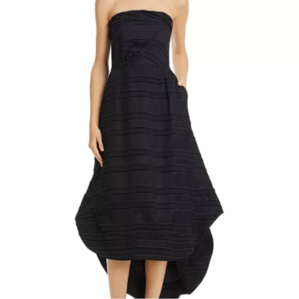 C/MEO collection black strapless textured midi dress